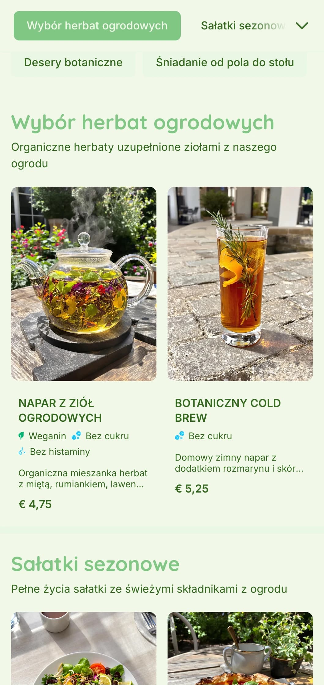 Wibrujący zielony design z elementami botanicznymi dla kawiarni ogrodowych i ekologicznych restauracji.