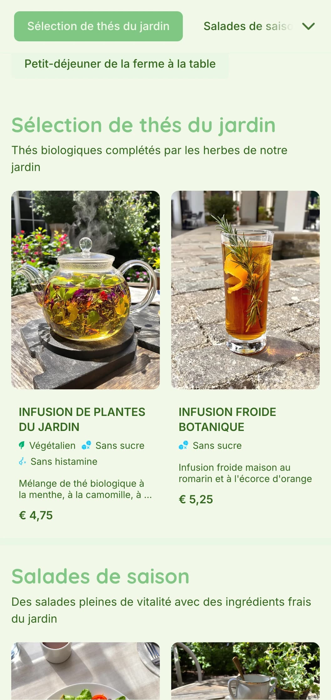 Un design vert vibrant avec des éléments botaniques pour les cafés de jardin et les restaurants biologiques.