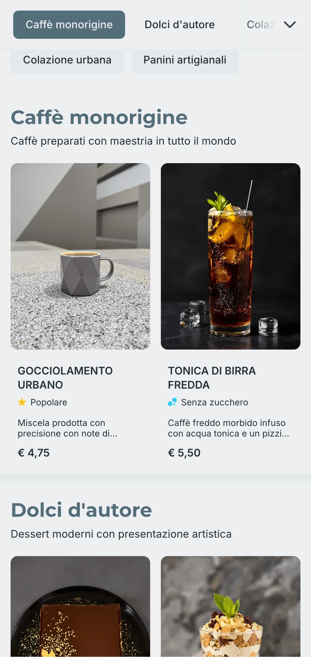 Design elegante e minimalista con una tipografia pulita per i caffè urbani contemporanei.