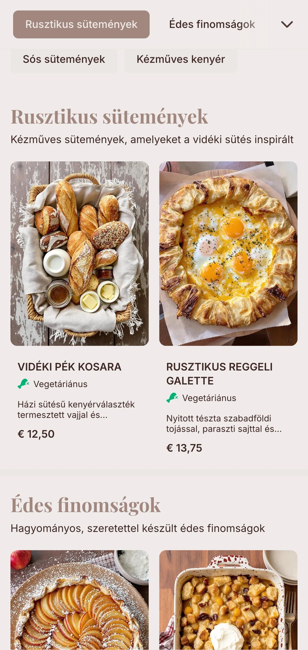 Földes tónusok kézműves tipográfiával pékségekre és cukrászdákra összpontosító kávézók és cukrászdák számára.