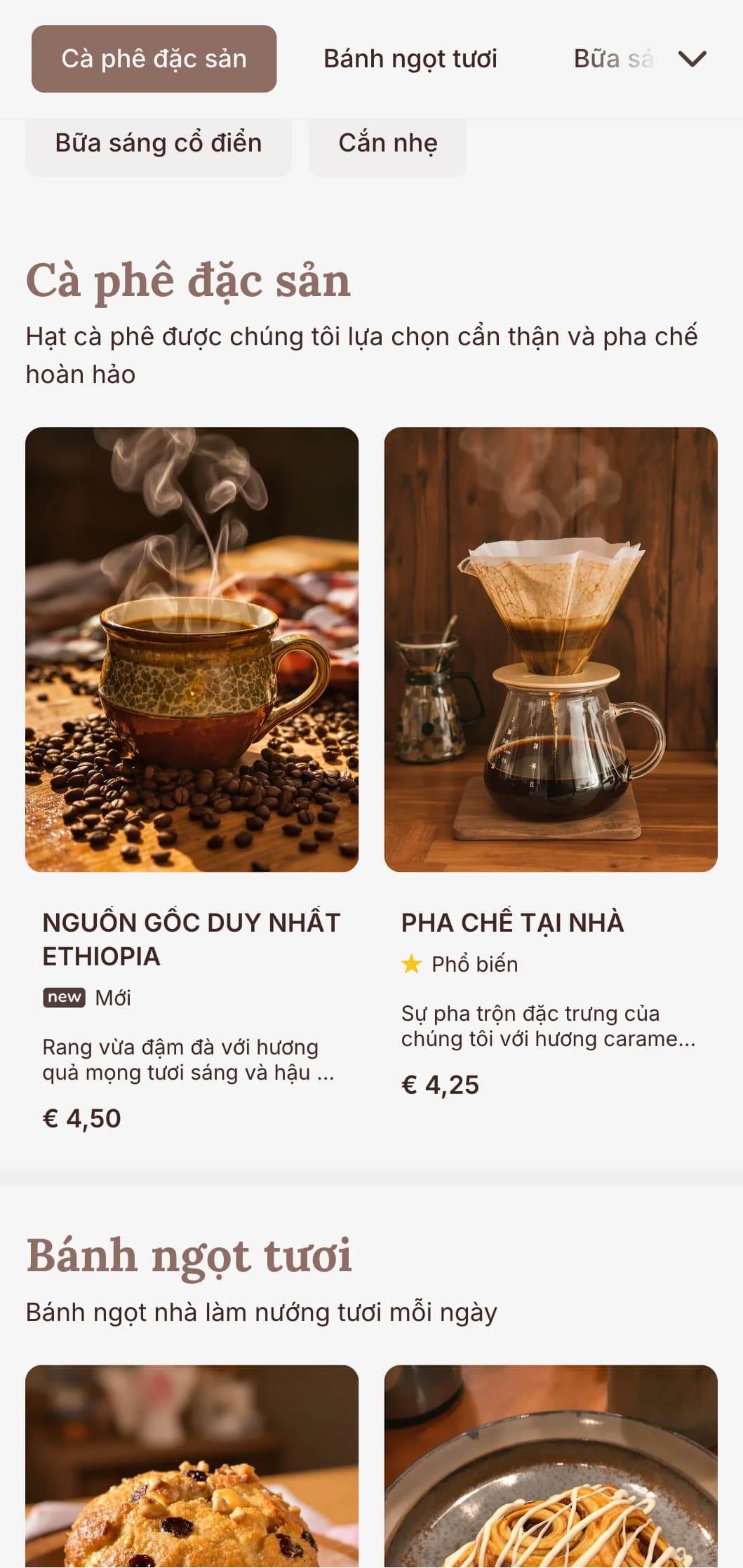 Thiết kế ấm áp, gần gũi với các yếu tố mộc mạc dành cho các quán cà phê truyền thống và quán cà phê ăn sáng.