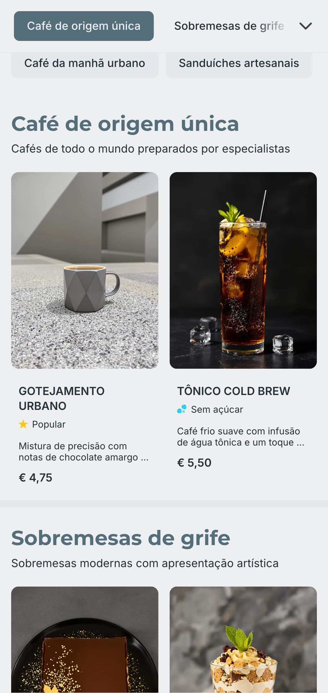 Design minimalista e elegante com tipografia limpa para cafeterias urbanas contemporâneas.