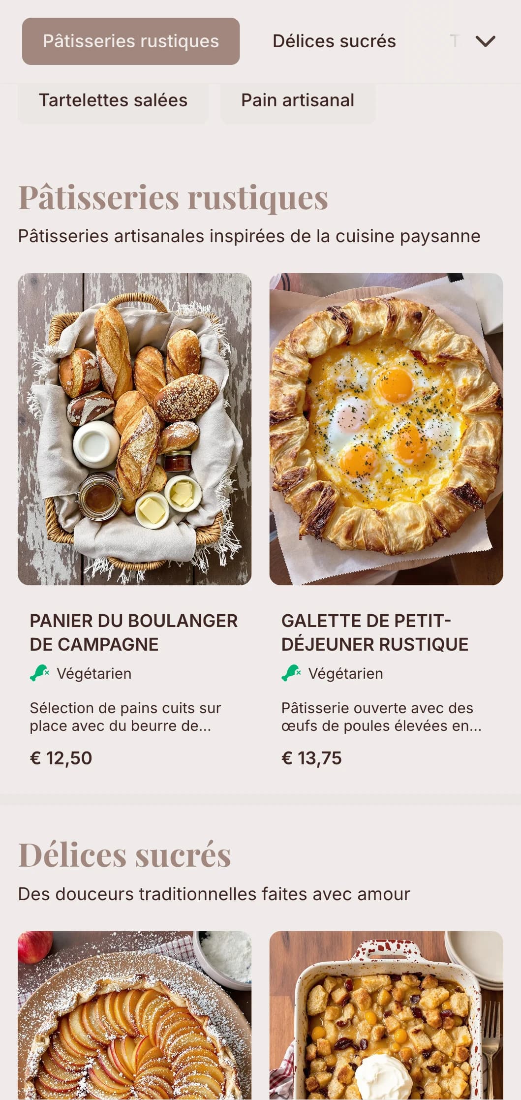 Des tons terreux et une typographie artisanale pour les cafés et pâtisseries axés sur la boulangerie.