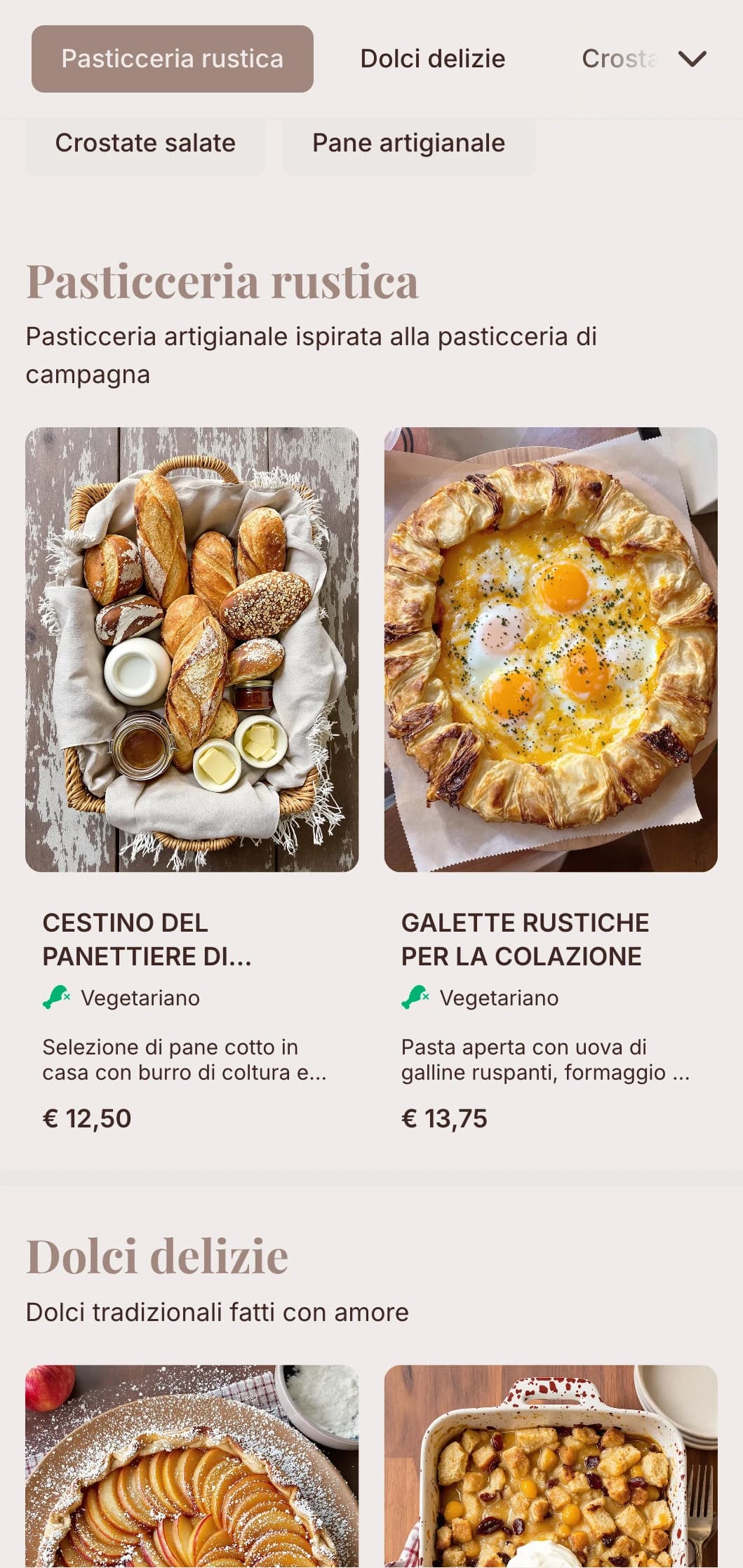 Toni terrosi e tipografia artigianale per caffè e pasticcerie incentrati sulla panificazione.