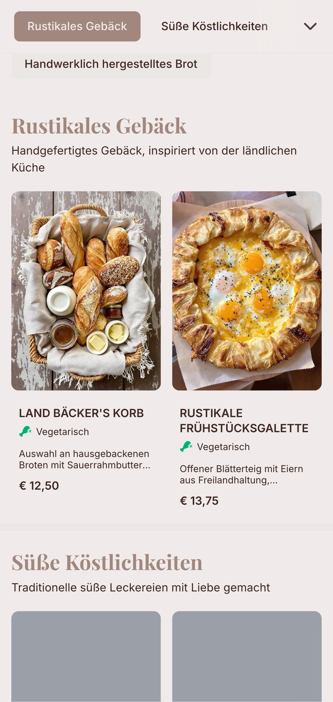 Erdtöne mit handwerklicher Typografie für Cafés und Konditoreien, die auf Backwaren spezialisiert sind.
