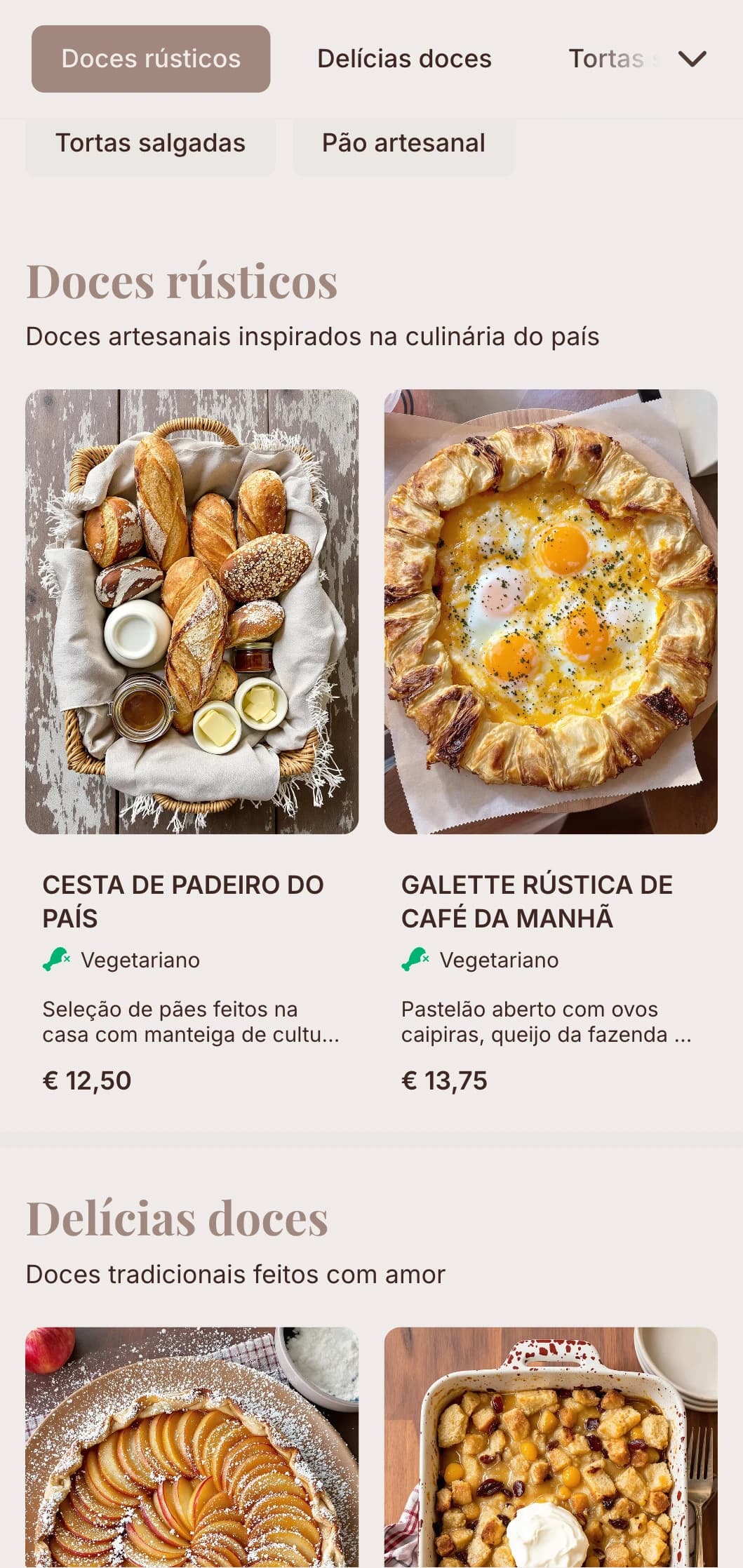 Tons terrosos com tipografia artesanal para cafeterias e confeitarias com foco em panificação.