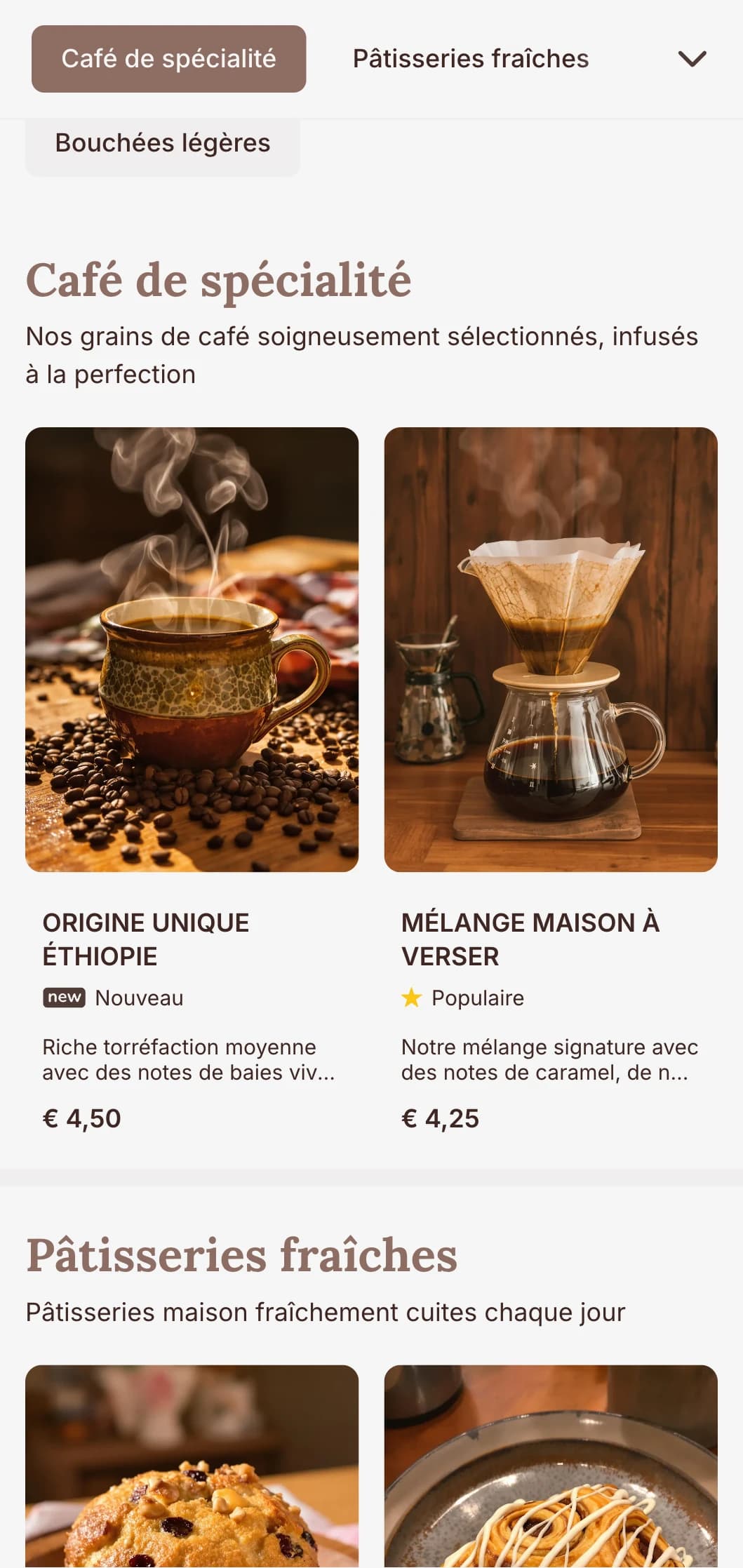 Design chaleureux et terreux avec des éléments rustiques pour les cafés traditionnels et les petits déjeuners.