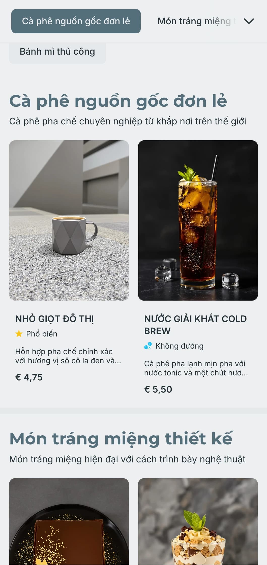 Thiết kế tối giản, đẹp mắt với kiểu chữ gọn gàng dành cho quán cà phê đô thị hiện đại.