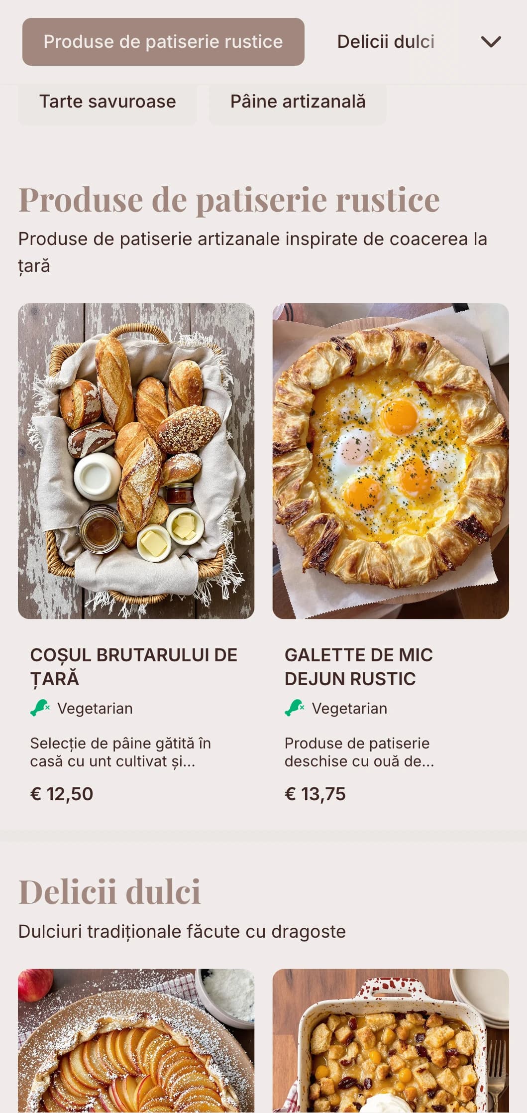 Tonuri pământii cu tipografie artizanală pentru cafenele și patiserii axate pe panificație.