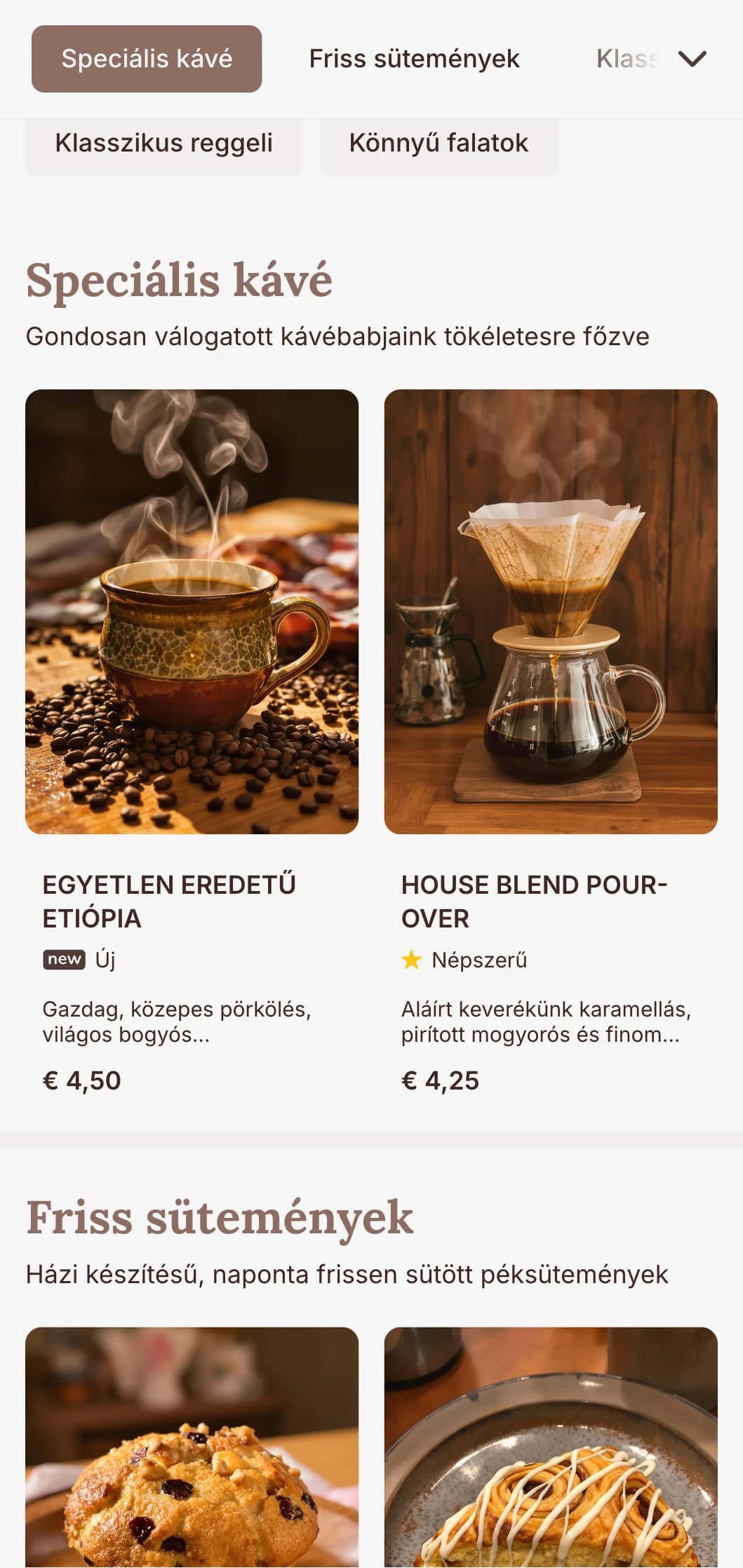 Meleg, rusztikus elemeket tartalmazó, földies design hagyományos kávézók és reggeliző kávézók számára.