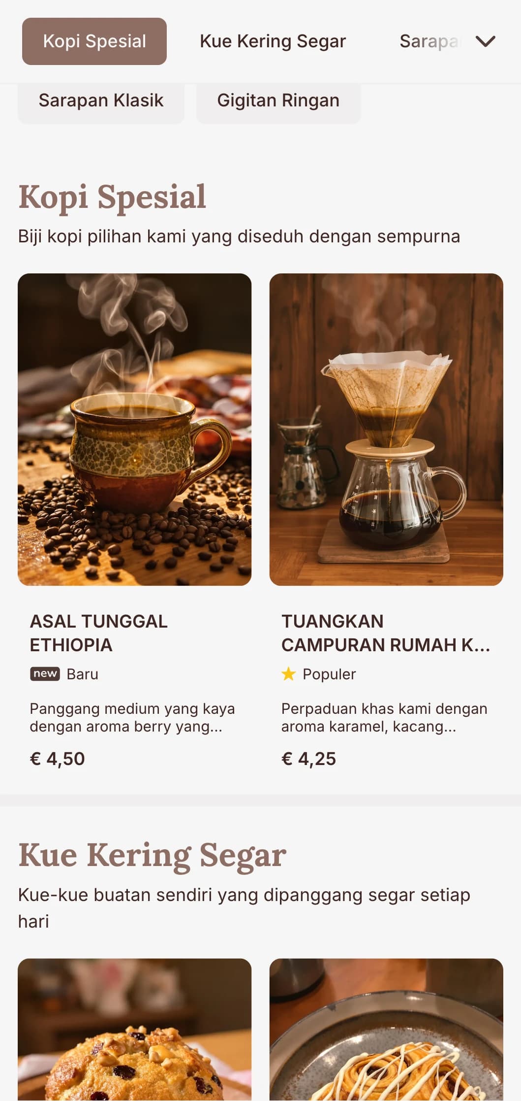 Desain hangat yang bersahaja dengan elemen pedesaan untuk kedai kopi tradisional dan kafe sarapan.