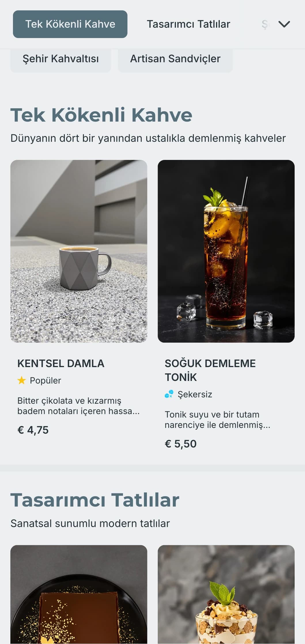 Çağdaş şehir kafeleri için temiz tipografi ile şık minimalist tasarım.